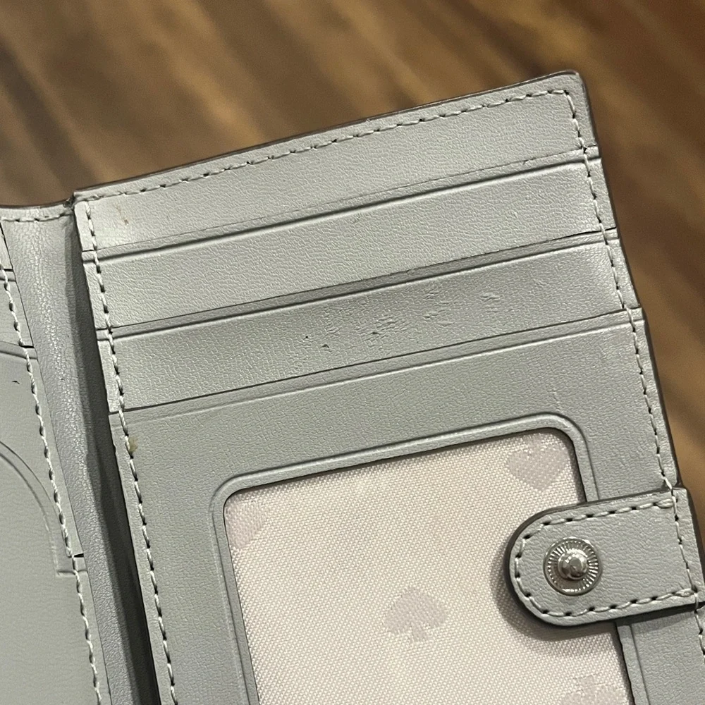 Kate Spade New York Jackson Small Slim Bifold Gray Leather Wallet